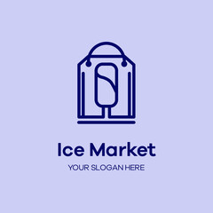 Ice cream monoline simple logo template for your business