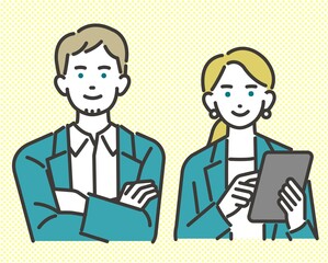 外国人のビジネスパーソンの上半身のベクターイラスト素材／ビジネス／ビジネスパーソン／アイコン