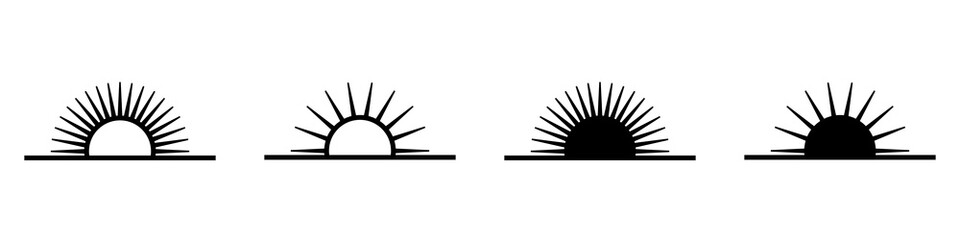 Conjunto de icono de puesta de sol. Salida del sol