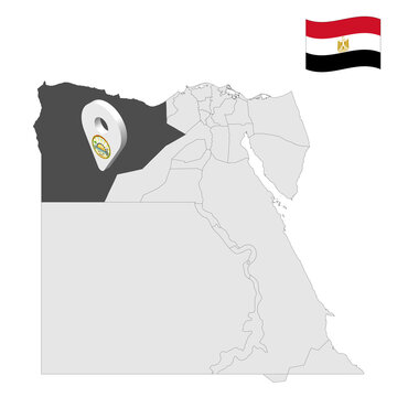 Location Matrouh Governorate on map Egypt. 3d location sign similar to the flag of  Matrouh. Quality map  with  provinces Egypt for your design. EPS10