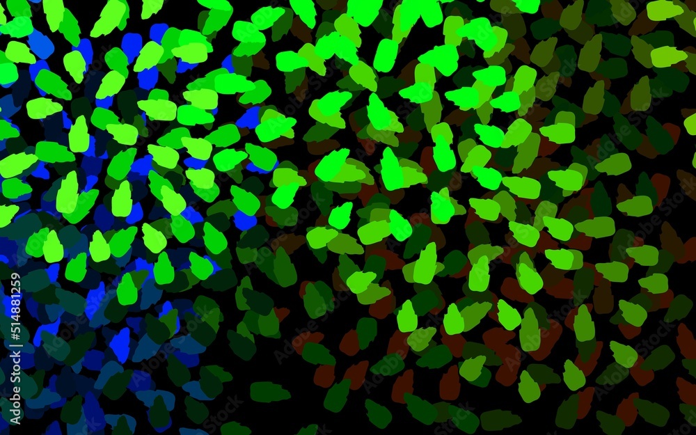 Poster dark multicolor vector template with chaotic shapes.