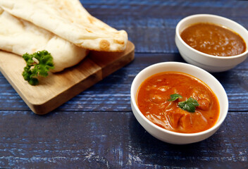 Indian chicken curry roux like tomato soup on the table