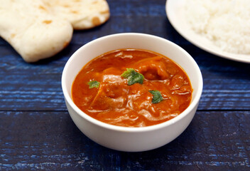 Indian chicken curry roux like tomato soup on the table