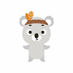 Cute tribal koala. Wild and free. Cartoon animal character for kids t-shirts, nursery decoration, baby shower, greeting card, invitation, house interior. Vector stock illustration