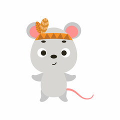 Cute tribal mouse. Wild and free. Cartoon animal character for kids t-shirts, nursery decoration, baby shower, greeting card, invitation, house interior. Vector stock illustration