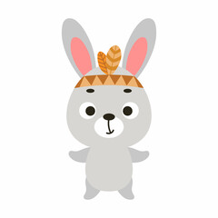 Cute tribal bunny. Wild and free. Cartoon animal character for kids t-shirts, nursery decoration, baby shower, greeting card, invitation, house interior. Vector stock illustration