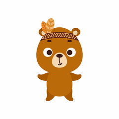 Cute tribal bear. Wild and free. Cartoon animal character for kids t-shirts, nursery decoration, baby shower, greeting card, invitation, house interior. Vector stock illustration
