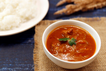 Indian chicken curry roux like tomato soup on the table