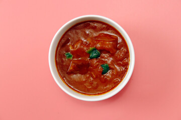 Indian chicken curry roux like tomato soup on the table