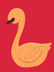 Denmark Mute Swan Wood Carving Illustration