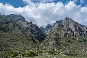 Fototapeta na wymiar Mountains in the North Caucasus in the Chegem Gorge in Russia