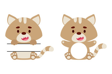 Cute little cat split monogram. Funny cartoon character for kids t-shirts, nursery decoration, baby shower, greeting cards, invitations, scrapbooking, home decor. Vector stock illustration