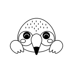 Cute toucan head in Scandinavian style. Animal face for kids t-shirts, wear, nursery decoration, greeting cards, invitations, poster, house interior. Vector stock illustration