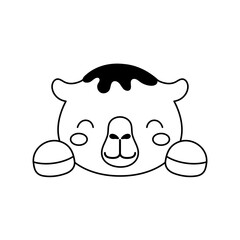 Cute camel head in Scandinavian style. Animal face for kids t-shirts, wear, nursery decoration, greeting cards, invitations, poster, house interior. Vector stock illustration