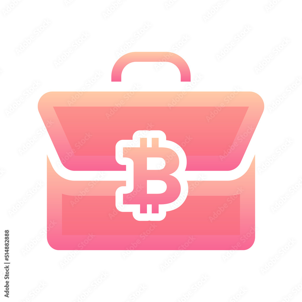 Poster suitcase bitcoin logo gradient design template icon element