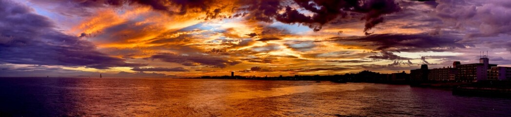 Burning sunset, Kobe and Akashi, JPN