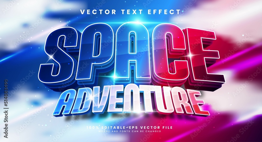 Poster space adventure editable vector text effect with modern concept.