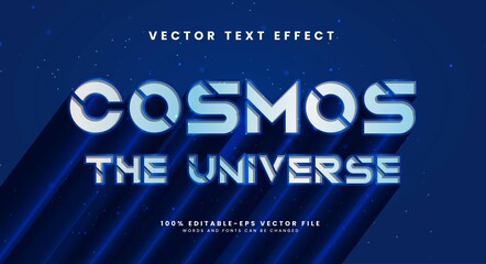 Cosmos blue editable vector text effect with long shadow.