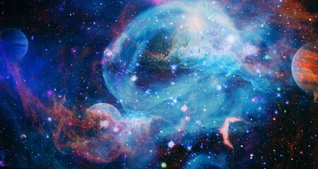 Fiery explosion in space. Abstract illustration of universe. Elements of this image furnished by...