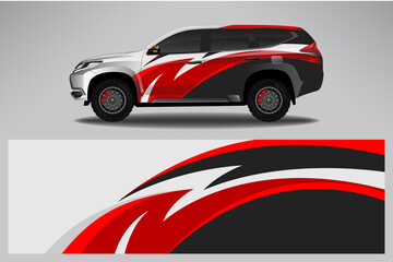 Car wrap decal design vector, custom livery race rally car vehicle sticker and tinting. - obrazy, fototapety, plakaty