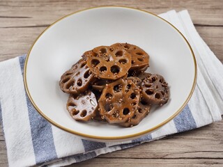 한국음식 연근 간장조림