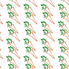 Carrot. Doodle illustration of carrots. Image for postcards and scrapbooking. Seamless pattern.