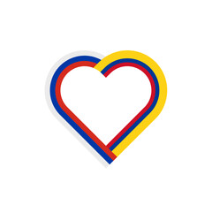 peace concept. heart ribbon icon of russia and colombia flags. vector illustration isolated on white background