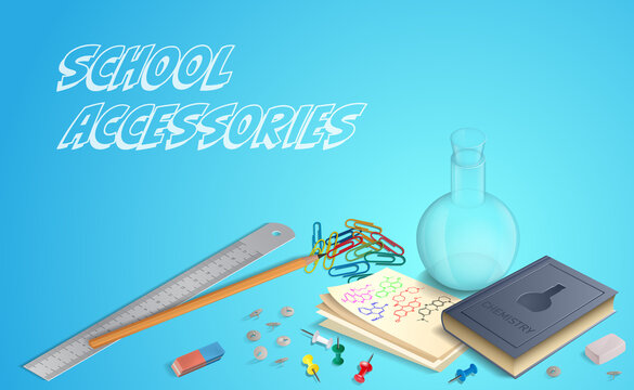School supplies. Vector illustration of a set of school supplies for educational purposes. Sketch for creativity.