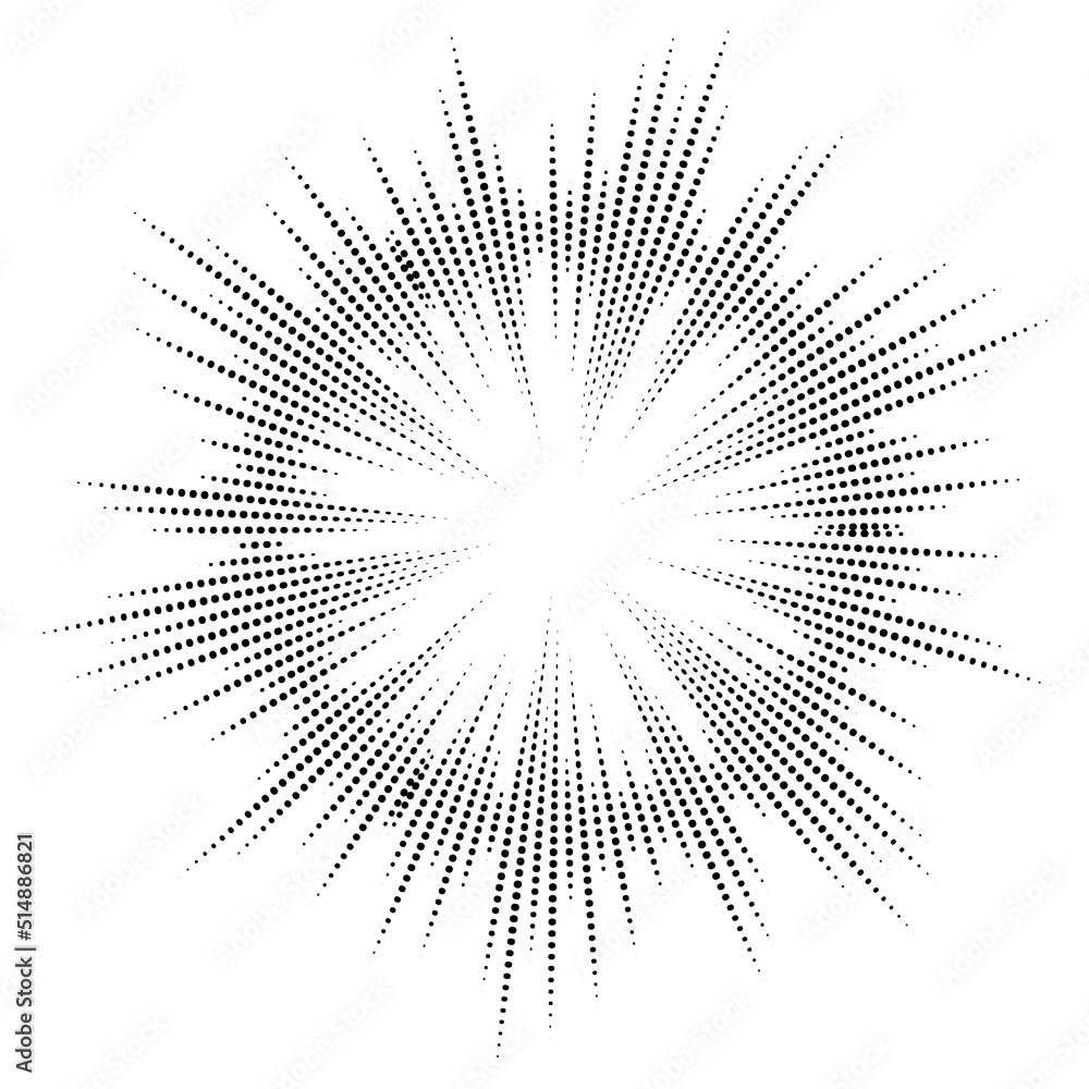 Poster bursting rays. sunburst frame. abstract equalizer element with dotted lines for design. vector illus