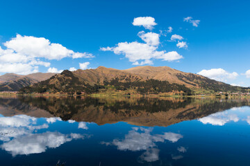Fototapeta na wymiar huaypo lagoon in Cusco Peru, piuray chinchero