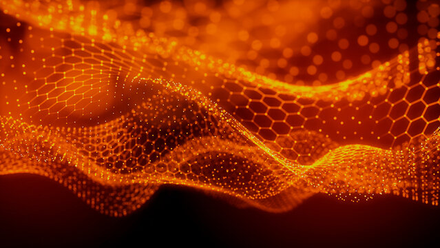 Medical Innovation Concept. Orange, Futuristic Digital Style. 3D Render.