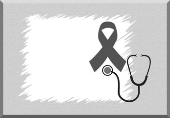 stethoscope with ribbon and blank awareness message or text space. flat lay with space for text illustration.