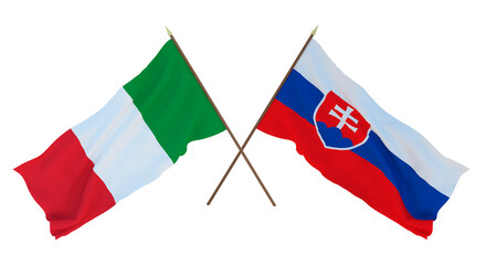 Background for designers, illustrators. National Independence Day. Flags Italy and Slovakia