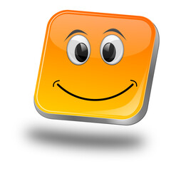 Button with smiling face - 3D illustration
