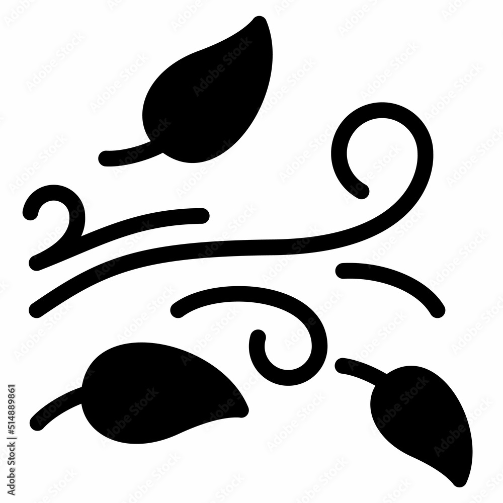 Poster wind leaf flying empty state single isolated icon with solid shape style