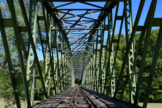 old railway bridge over the river steyr near waldneukirchen