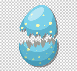 Dinosaur egg cracked in cartoon style