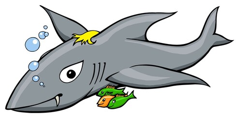 cartoon shark with blonde hair