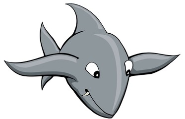 cartoon gray hammerhead shark swimming