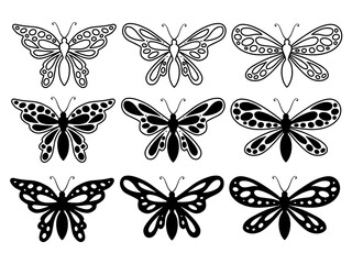 Fototapeta na wymiar Butterfly Line Art Doodle Illustration