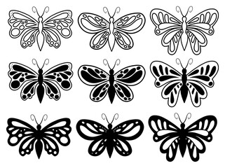 Naklejka na ściany i meble Butterfly Line Art Doodle Illustration
