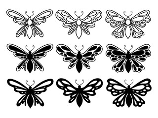 Fototapeta na wymiar Butterfly Line Art Doodle Illustration