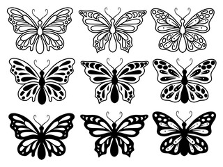 Obraz na płótnie Canvas Butterfly Line Art Doodle Illustration