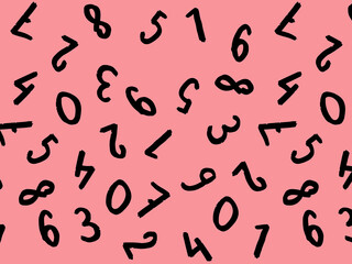 template with the image of keyboard symbols. a set of numbers. Surface template. pastel purple red background