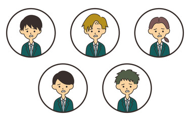 男性のビジネスマン　アイコンセット　ショック