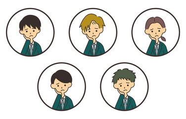 男性のビジネスマン　アイコンセット　困る