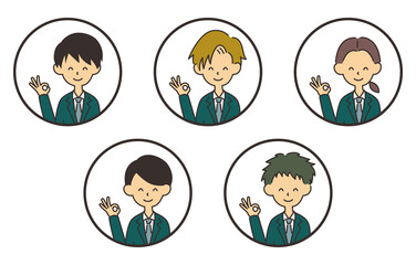 男性のビジネスマン　アイコンセット　OK