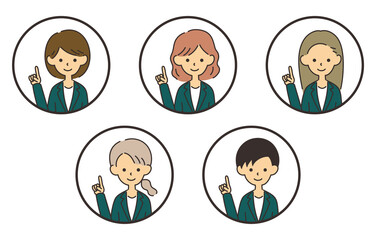 女性のビジネスマン　アイコンセット　ひらめき