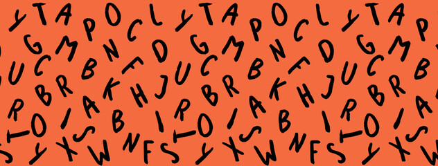 template with the image of keyboard symbols. set of letters. Surface template. Banner for insertion into site. red orang background