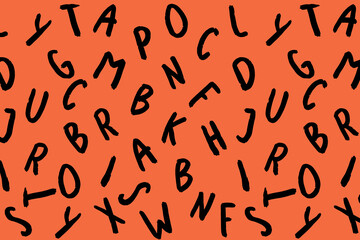 template with the image of keyboard symbols. set of letters. Surface template. red orang background